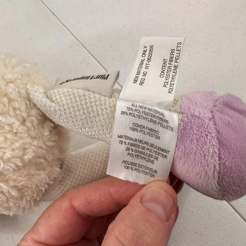 Pier 1‎ Imports Lamb Plush Sheep Pearl Plaid Accents Purple Feet Soft Easter